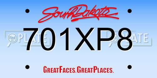 701XP8 South Dakota License Plate