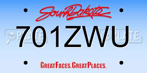 701ZWU South Dakota License Plate
