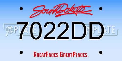 7022DD South Dakota License Plate