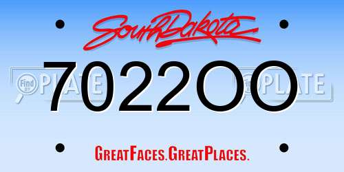 7022OO South Dakota License Plate