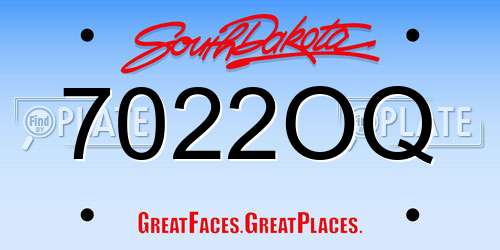 7022OQ South Dakota License Plate
