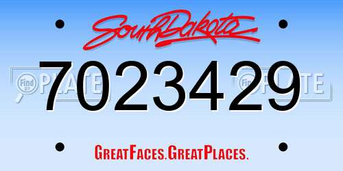 7023429 South Dakota License Plate