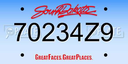 70234Z9 South Dakota License Plate