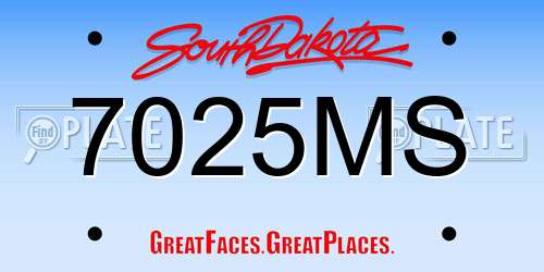 7025MS South Dakota License Plate