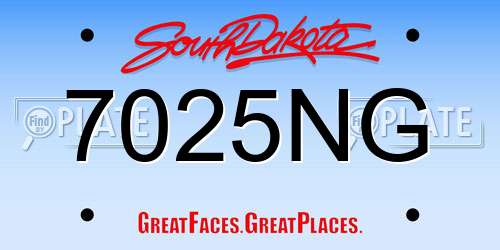7025NG South Dakota License Plate