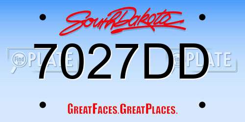 7027DD South Dakota License Plate