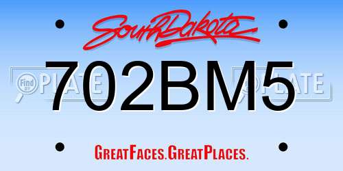 702BM5 South Dakota License Plate