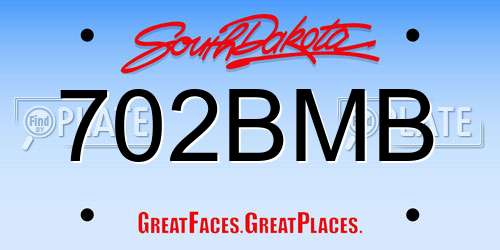 702BMB South Dakota License Plate