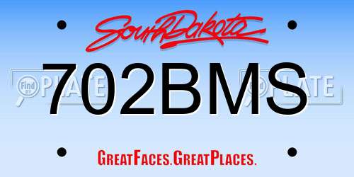 702BMS South Dakota License Plate