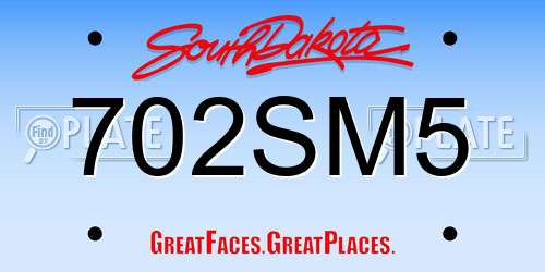 702SM5 South Dakota License Plate