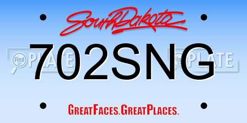 702SNG South Dakota License Plate