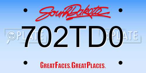 702TD0 South Dakota License Plate