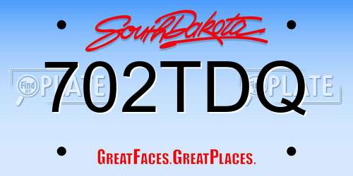 702TDQ South Dakota License Plate