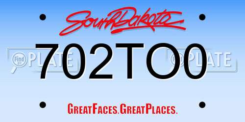 702TO0 South Dakota License Plate
