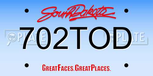 702TOD South Dakota License Plate