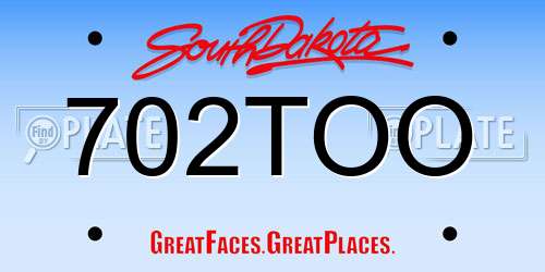 702TOO South Dakota License Plate