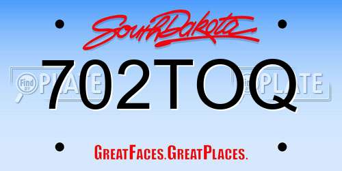 702TOQ South Dakota License Plate