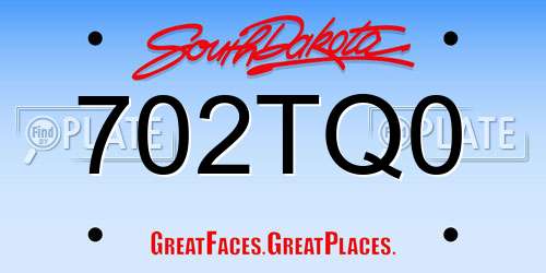 702TQ0 South Dakota License Plate