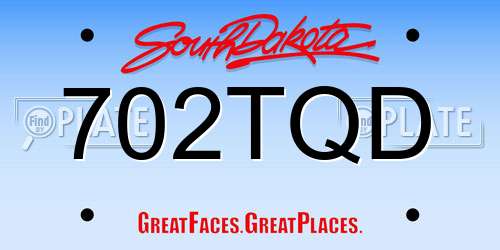 702TQD South Dakota License Plate
