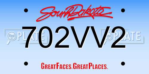 702VV2 South Dakota License Plate