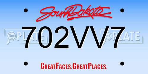 702VV7 South Dakota License Plate