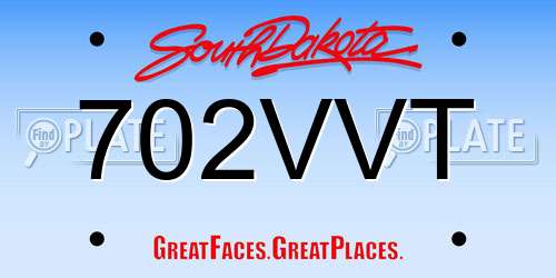 702VVT South Dakota License Plate