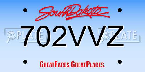702VVZ South Dakota License Plate