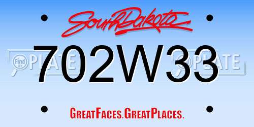 702W33 South Dakota License Plate
