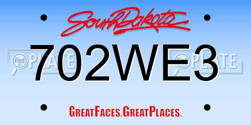 702WE3 South Dakota License Plate