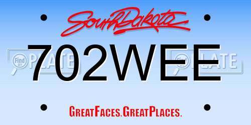 702WEE South Dakota License Plate
