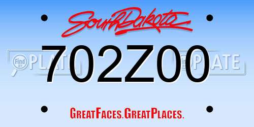 702Z00 South Dakota License Plate