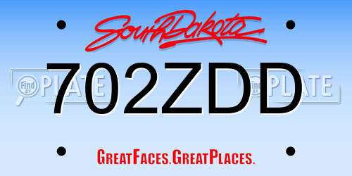 702ZDD South Dakota License Plate
