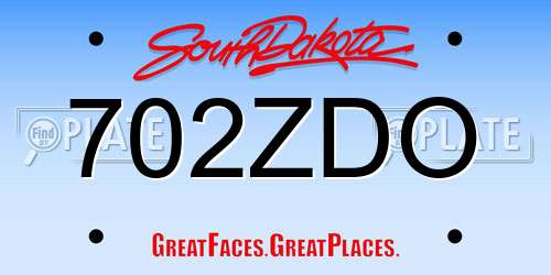 702ZDO South Dakota License Plate