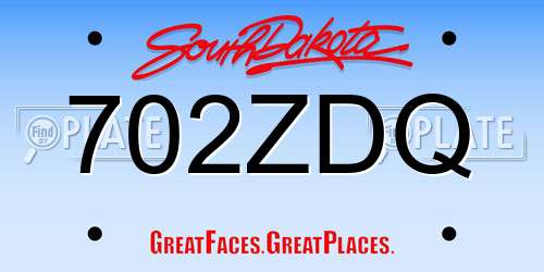 702ZDQ South Dakota License Plate