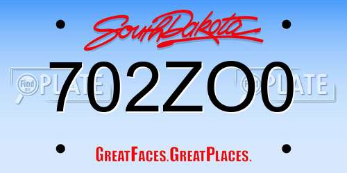702ZO0 South Dakota License Plate