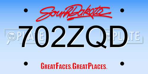 702ZQD South Dakota License Plate