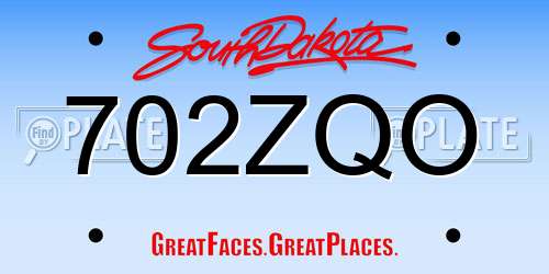 702ZQO South Dakota License Plate