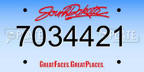 7034421 South Dakota License Plate