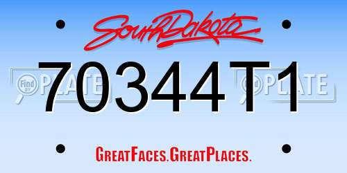 70344T1 South Dakota License Plate