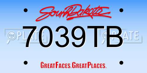7039TB South Dakota License Plate