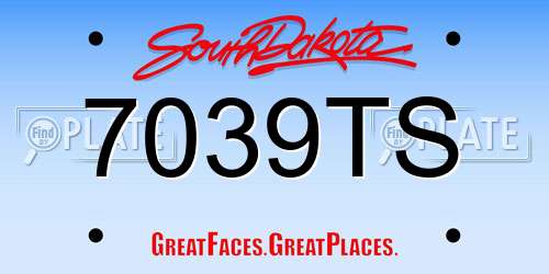 7039TS South Dakota License Plate