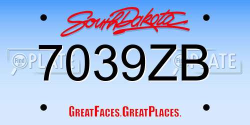 7039ZB South Dakota License Plate