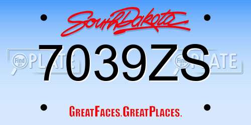 7039ZS South Dakota License Plate