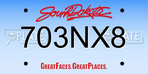 703NX8 South Dakota License Plate