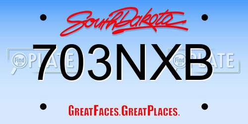 703NXB South Dakota License Plate