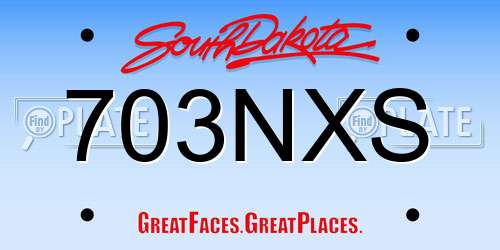 703NXS South Dakota License Plate