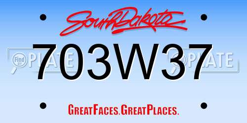 703W37 South Dakota License Plate