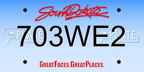 703WE2 South Dakota License Plate