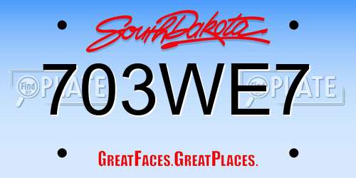 703WE7 South Dakota License Plate