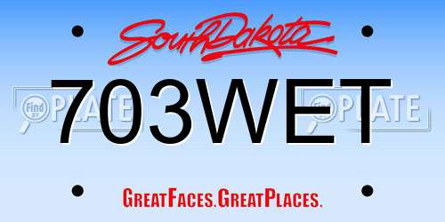 703WET South Dakota License Plate